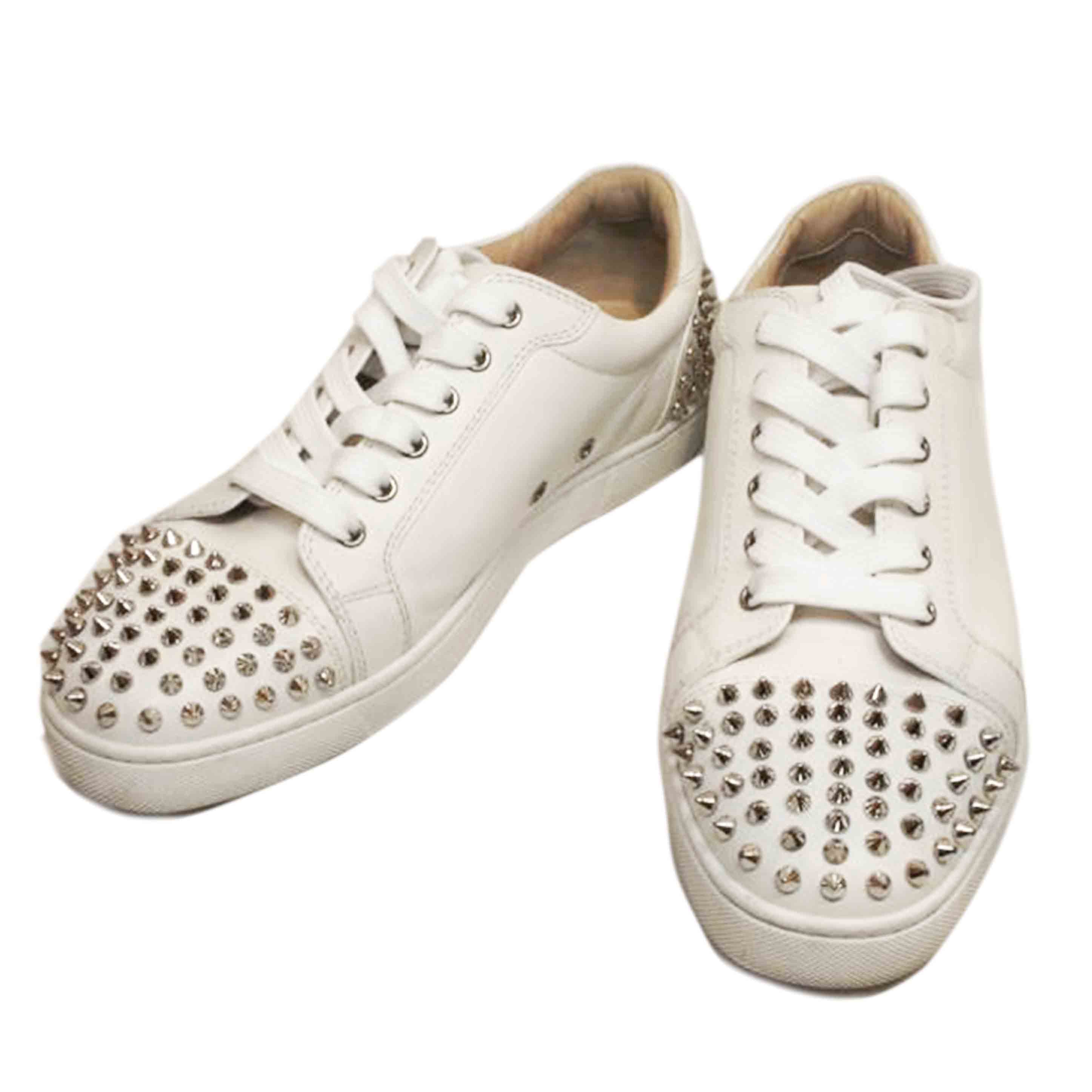 C.Louboutin ルブタン/SEAVASTE 2 FLAT CALF スタッズレザースニーカーホワイト/1191473//ABランク/92