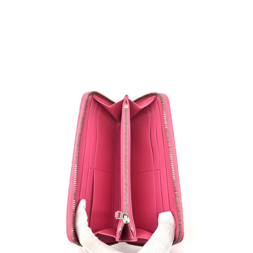 BOTTEGA VENETA ボッテガヴェネタ/イントレチャートラウンドジップ長財布/ピンク//502*******/Bランク/75