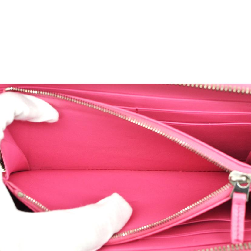 BOTTEGA VENETA ボッテガヴェネタ/イントレチャートラウンドジップ長財布/ピンク//502*******/Bランク/75