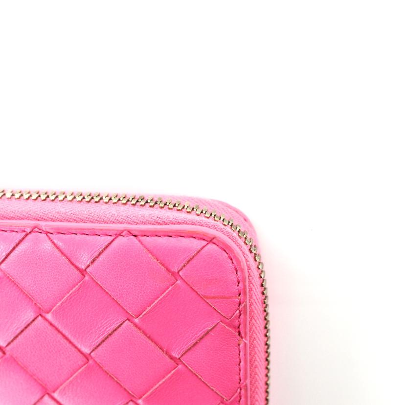 BOTTEGA VENETA ボッテガヴェネタ/イントレチャートラウンドジップ長財布/ピンク//502*******/Bランク/75