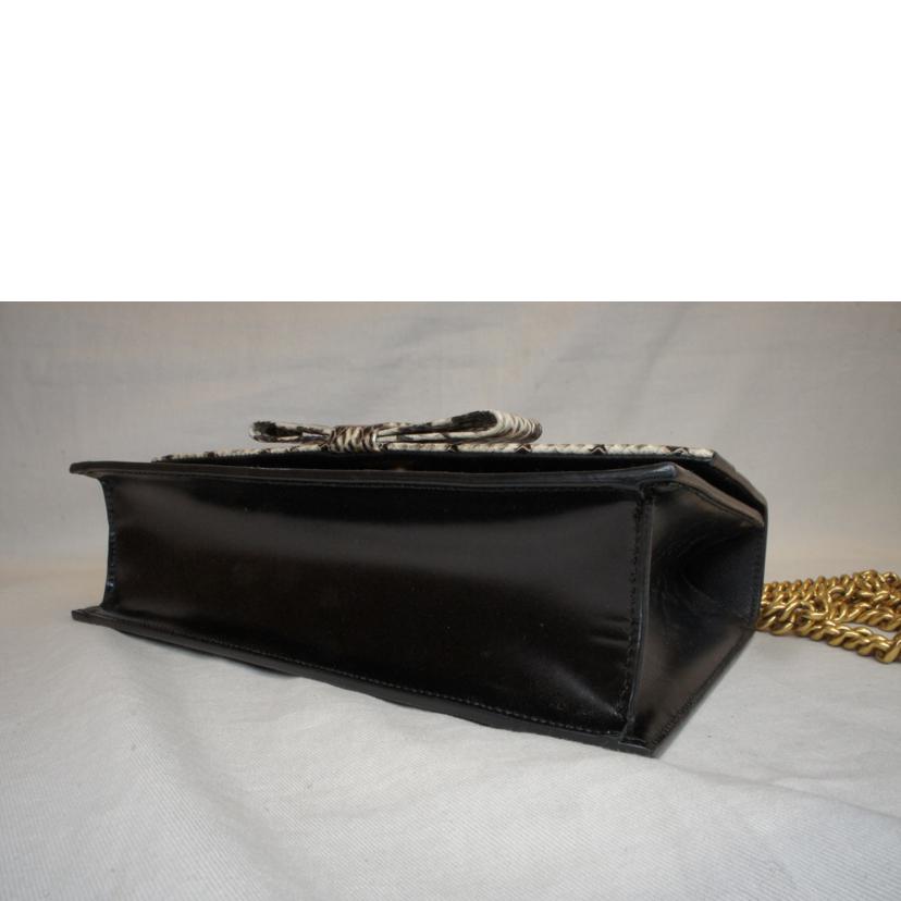 GUCCI グッチ/パイソンリボンタイガーエンブレムレザーチェーンショルダー/432411//493***/Aランク/92