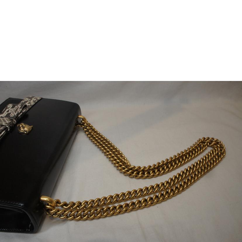 GUCCI グッチ/パイソンリボンタイガーエンブレムレザーチェーンショルダー/432411//493***/Aランク/92