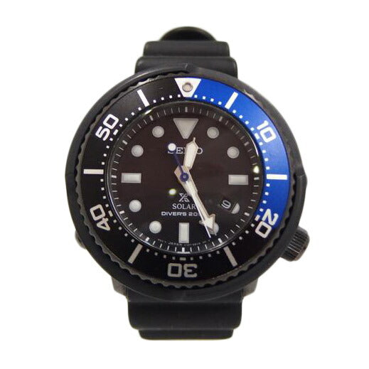 SEIKO アナログ時計ブラック v147 SEIKO◇×LOWERCASE/ツナ缶/ソーラー腕時計/LIMITED EDITION