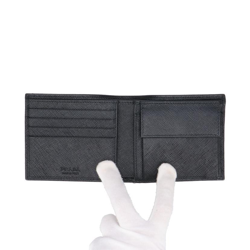PRADA プラダ/サフィアーノテスート二つ折り財布/ブラック/2M0738//62B/Aランク/18