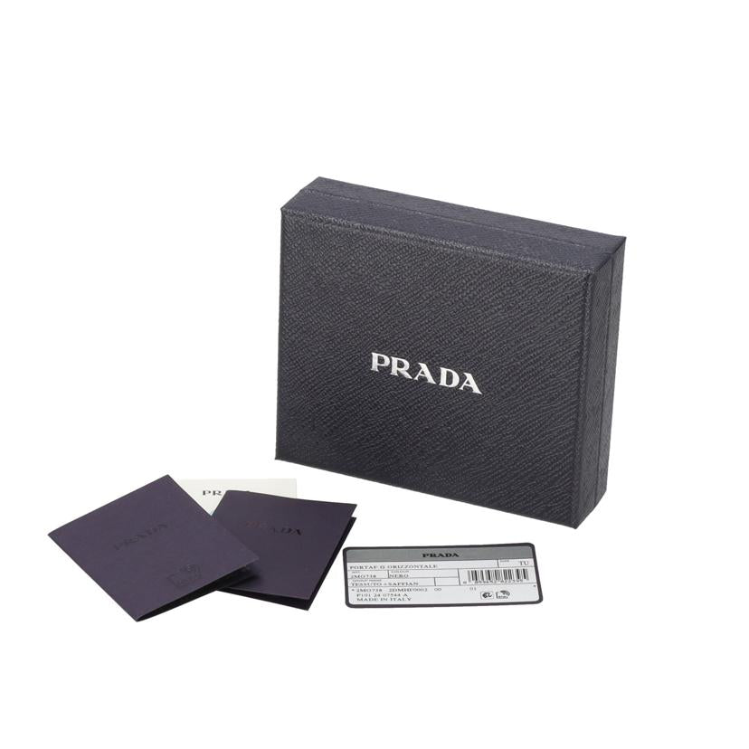 PRADA プラダ/サフィアーノテスート二つ折り財布/ブラック/2M0738//62B/Aランク/18