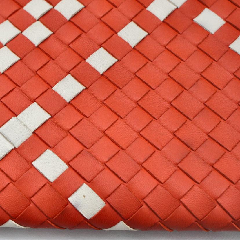 VOTTEGA VENETA ボッテガヴェネタ/クラッチバッグ イントレチャート/オレンジ×ホワイト/B07834363E//ABランク/01