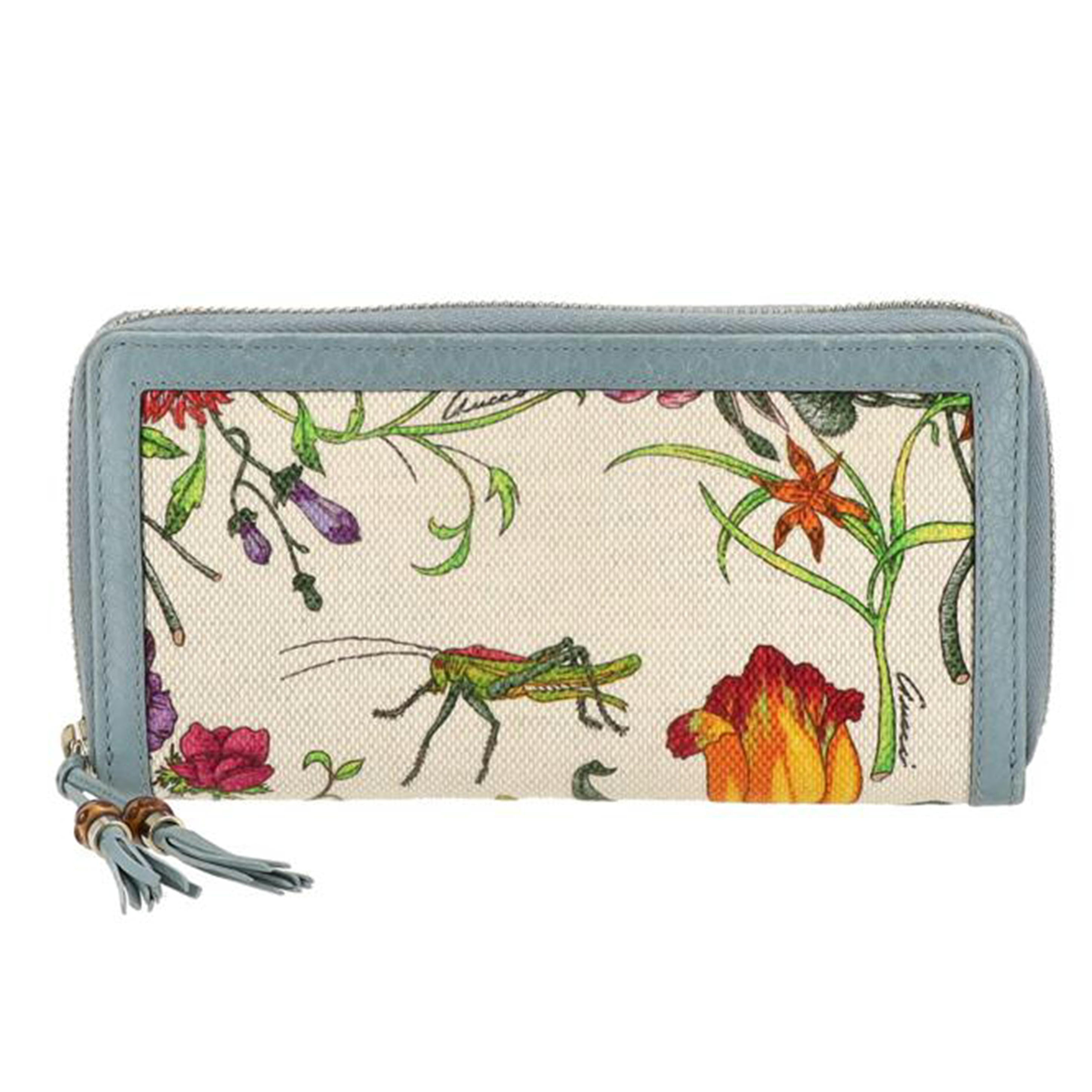 GUCCI グッチ/バンブータッセル/フローララウンドファスナー長財布/ブルー/356708//525***/ABランク/18