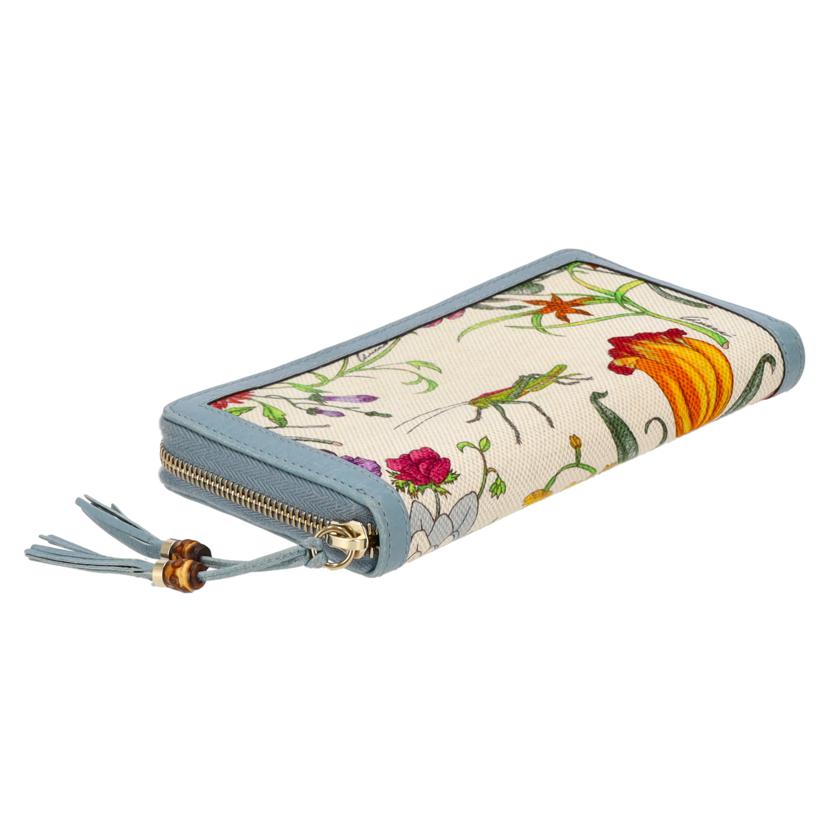 GUCCI グッチ/バンブータッセル/フローララウンドファスナー長財布/ブルー/356708//525***/ABランク/18