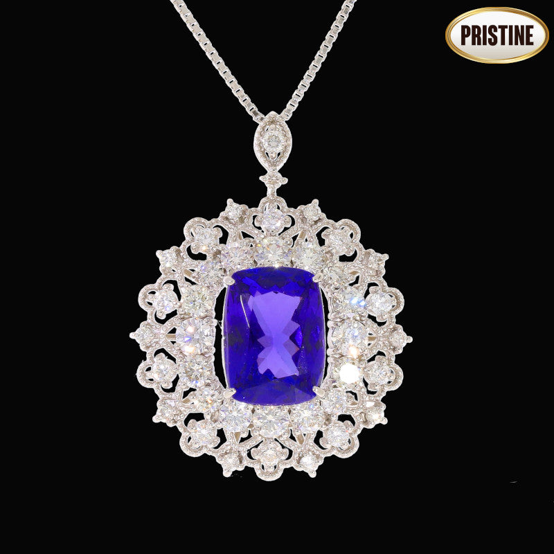 / PT950/850タンザナイトダイヤネックレス5.16/D 1.55ct //Aランク/75
