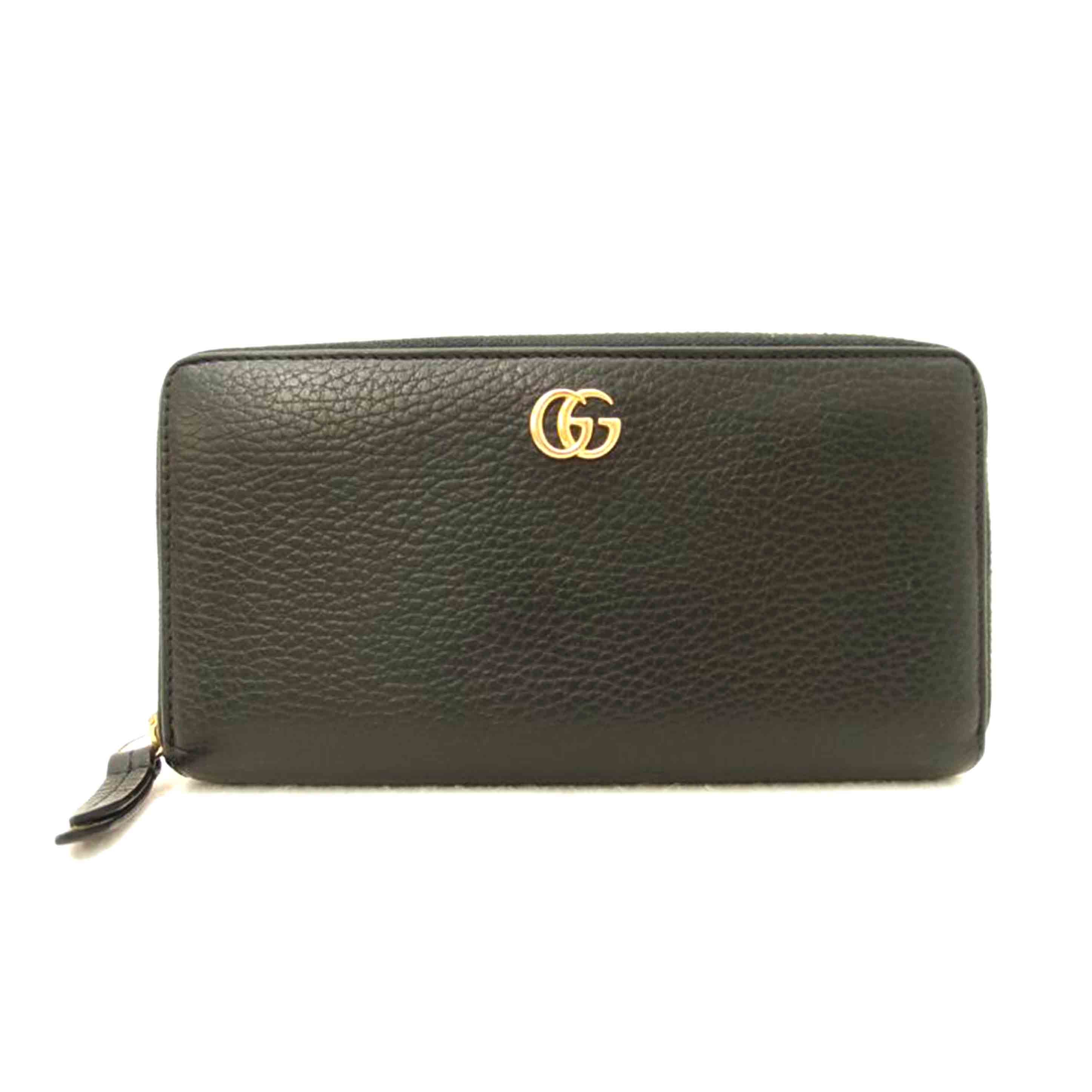 GUCCI グッチ/GGマーモントラウンドファスナー長財布/ブラック/456117//584***/Aランク/69