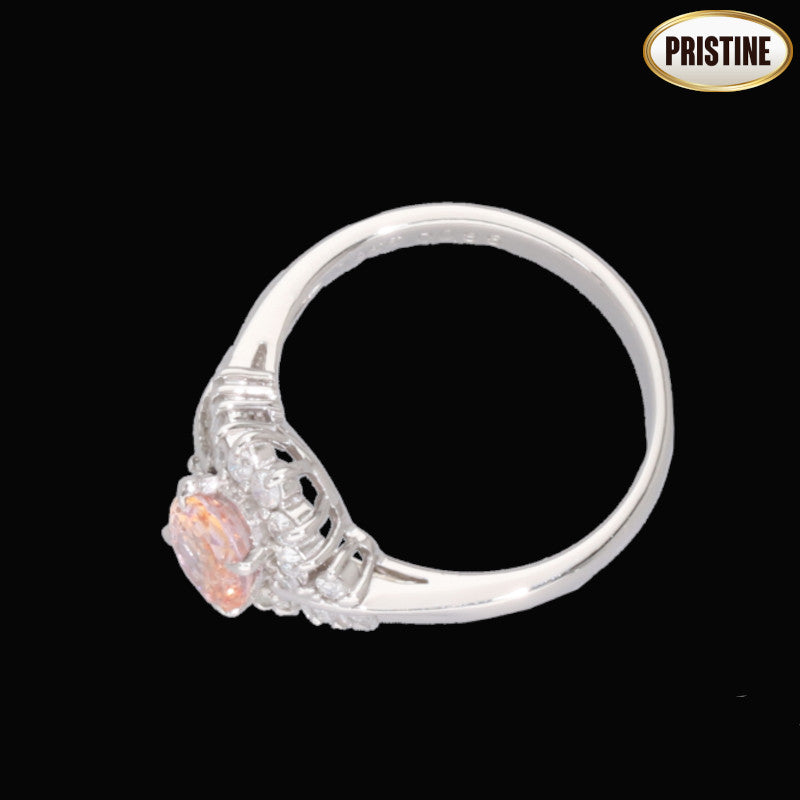 / PT900パパラチアサファイアダイヤリング0.956/D0.35ct 4.6g 鑑//Aランク/75