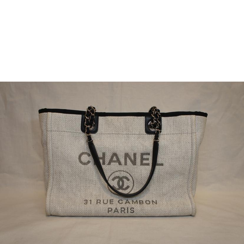CHANEL シャネル/ドーヴィルチェーントートMM/リネン//220*****/Aランク/92