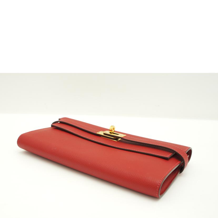HERMES エルメス/ケリー ロングウォレット/ヴォーエプソン/ルージュ系//□Q *****/ABランク/75