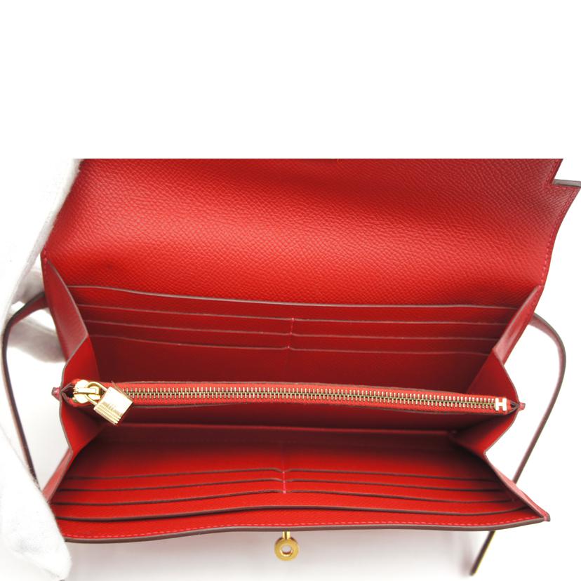 HERMES エルメス/ケリー ロングウォレット/ヴォーエプソン/ルージュ系//□Q *****/ABランク/75