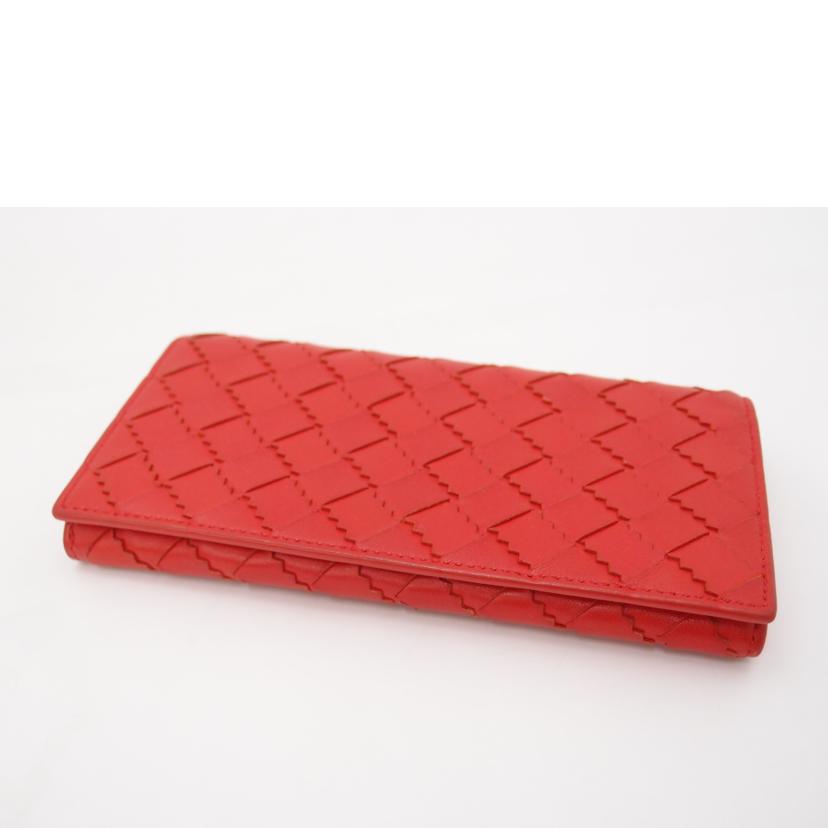 BOTTEGA VENETA ボッテガヴェネタ/ジグザグイントレチャート二つ折り長財布/レッド//ABランク/69