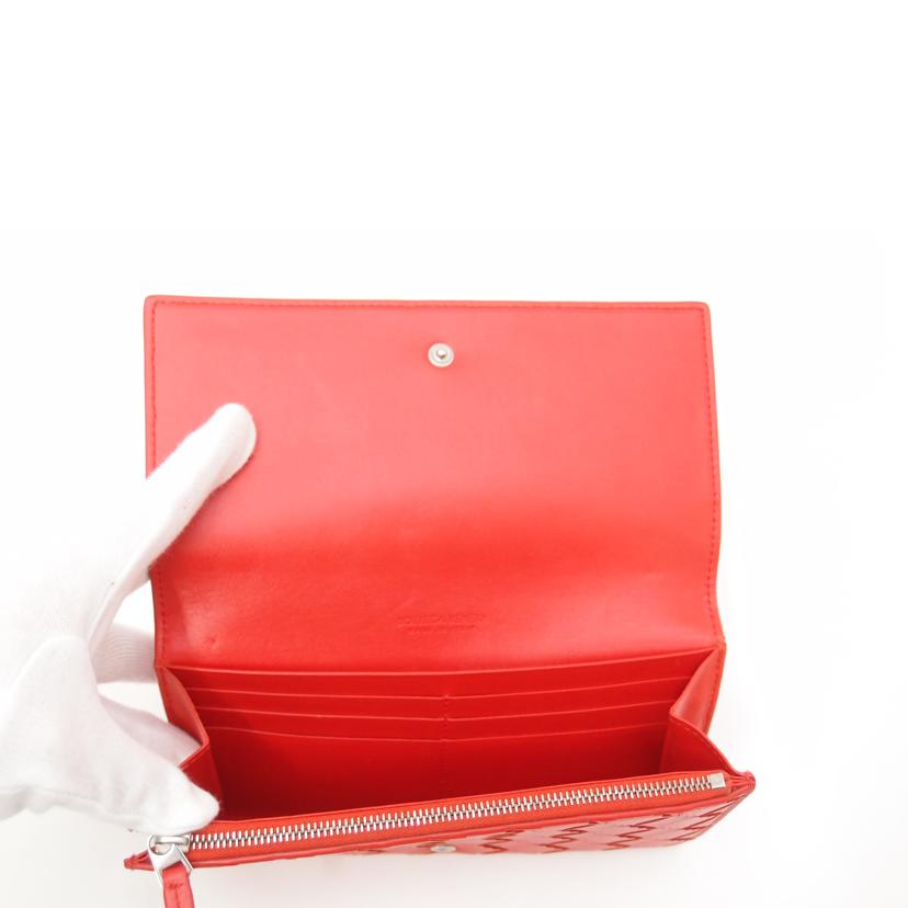 BOTTEGA VENETA ボッテガヴェネタ/ジグザグイントレチャート二つ折り長財布/レッド//ABランク/69