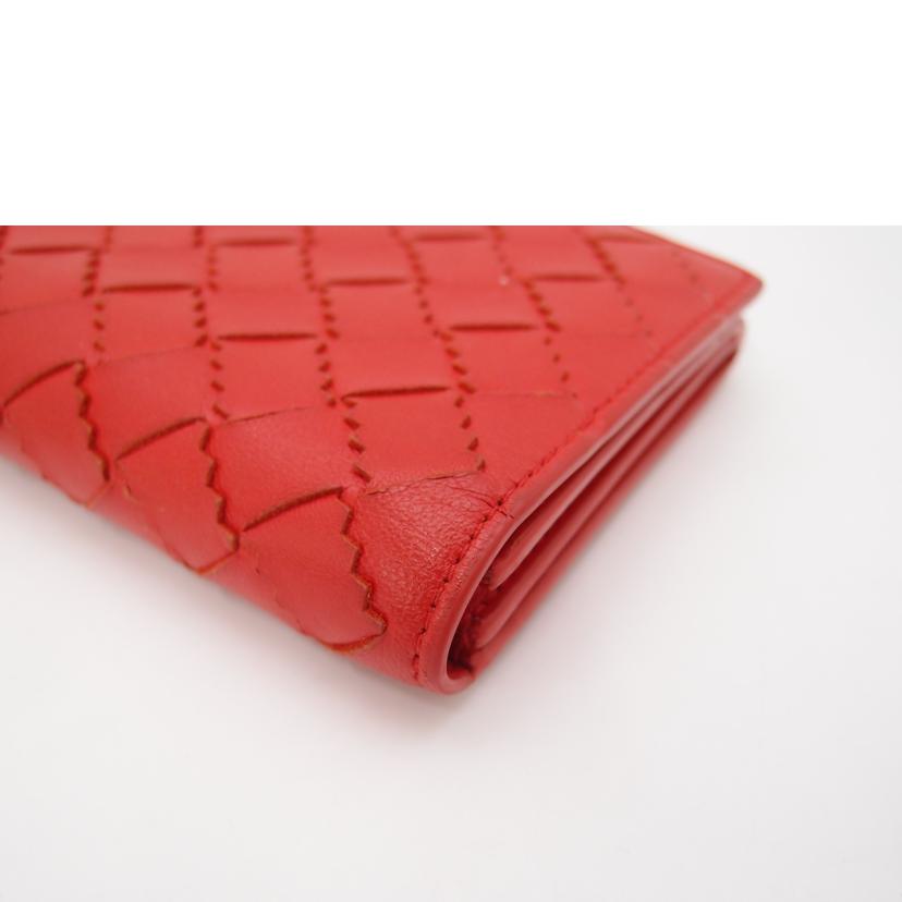 BOTTEGA VENETA ボッテガヴェネタ/ジグザグイントレチャート二つ折り長財布/レッド//ABランク/69
