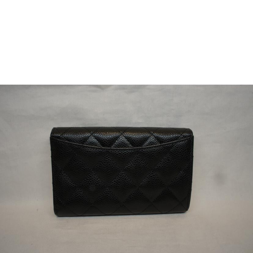 CHANEL シャネル/キャビアスキンフラップウォレットブラック//GNA*****/SAランク/92