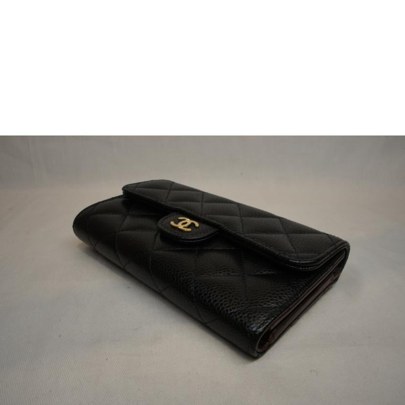 CHANEL シャネル/キャビアスキンフラップウォレットブラック//GNA*****/SAランク/92