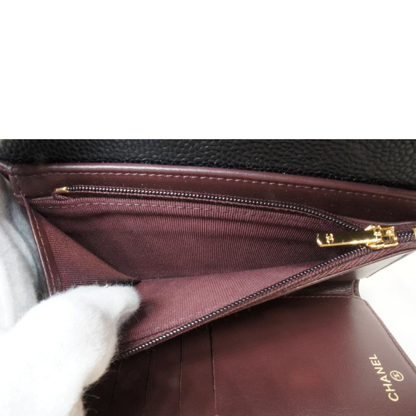 CHANEL シャネル/キャビアスキンフラップウォレットブラック//GNA*****/SAランク/92