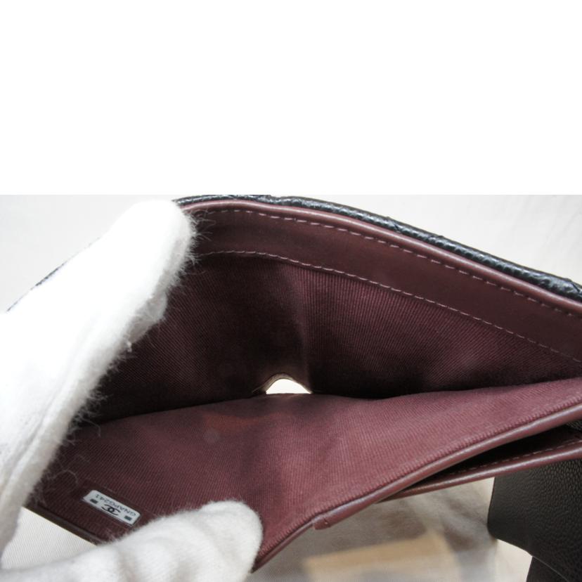 CHANEL シャネル/キャビアスキンフラップウォレットブラック//GNA*****/SAランク/92