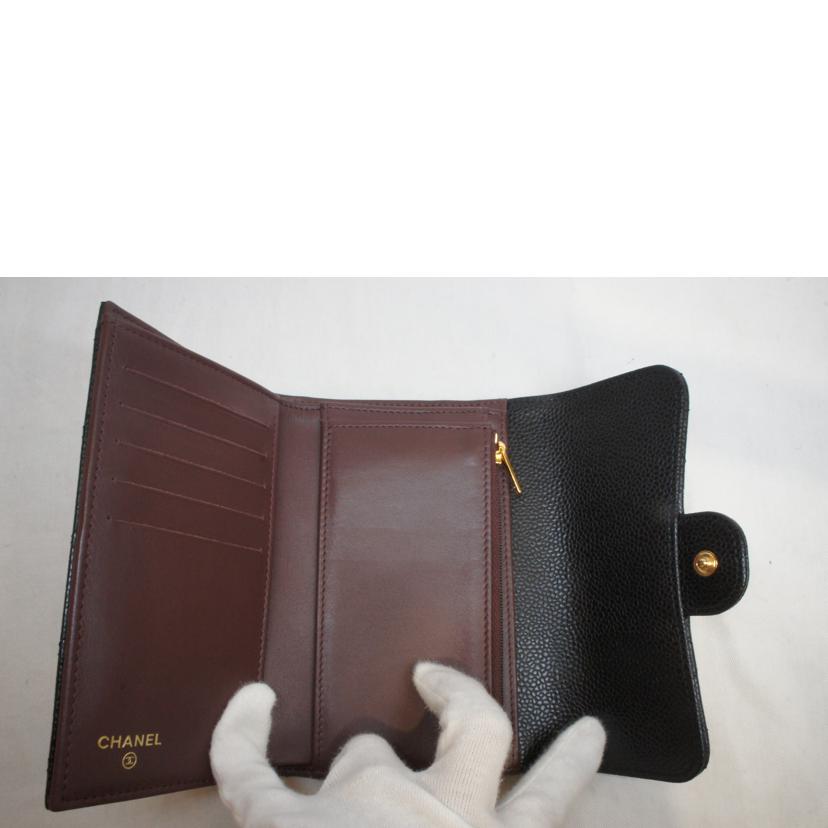 CHANEL シャネル/キャビアスキンフラップウォレットブラック//GNA*****/SAランク/92