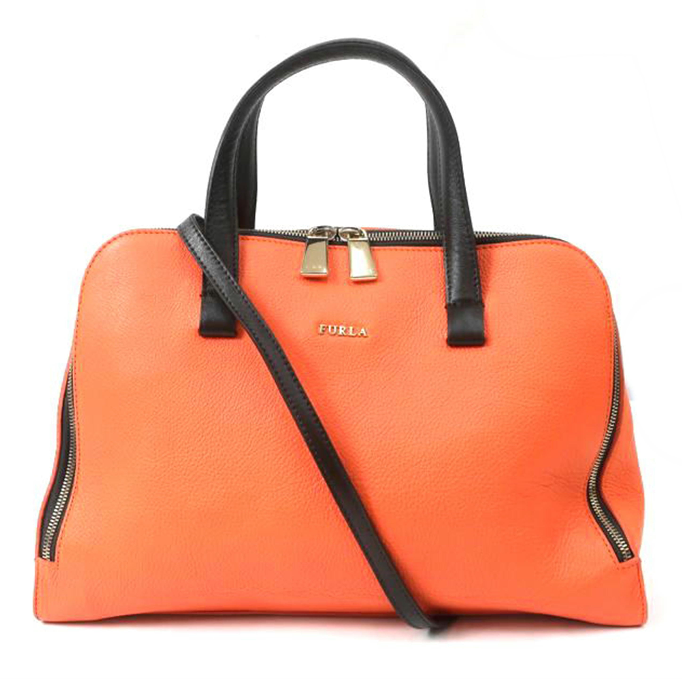 FURLA フルラ/2WAYレザーバッグ オレンジ ダークブラウン//ABランク/65