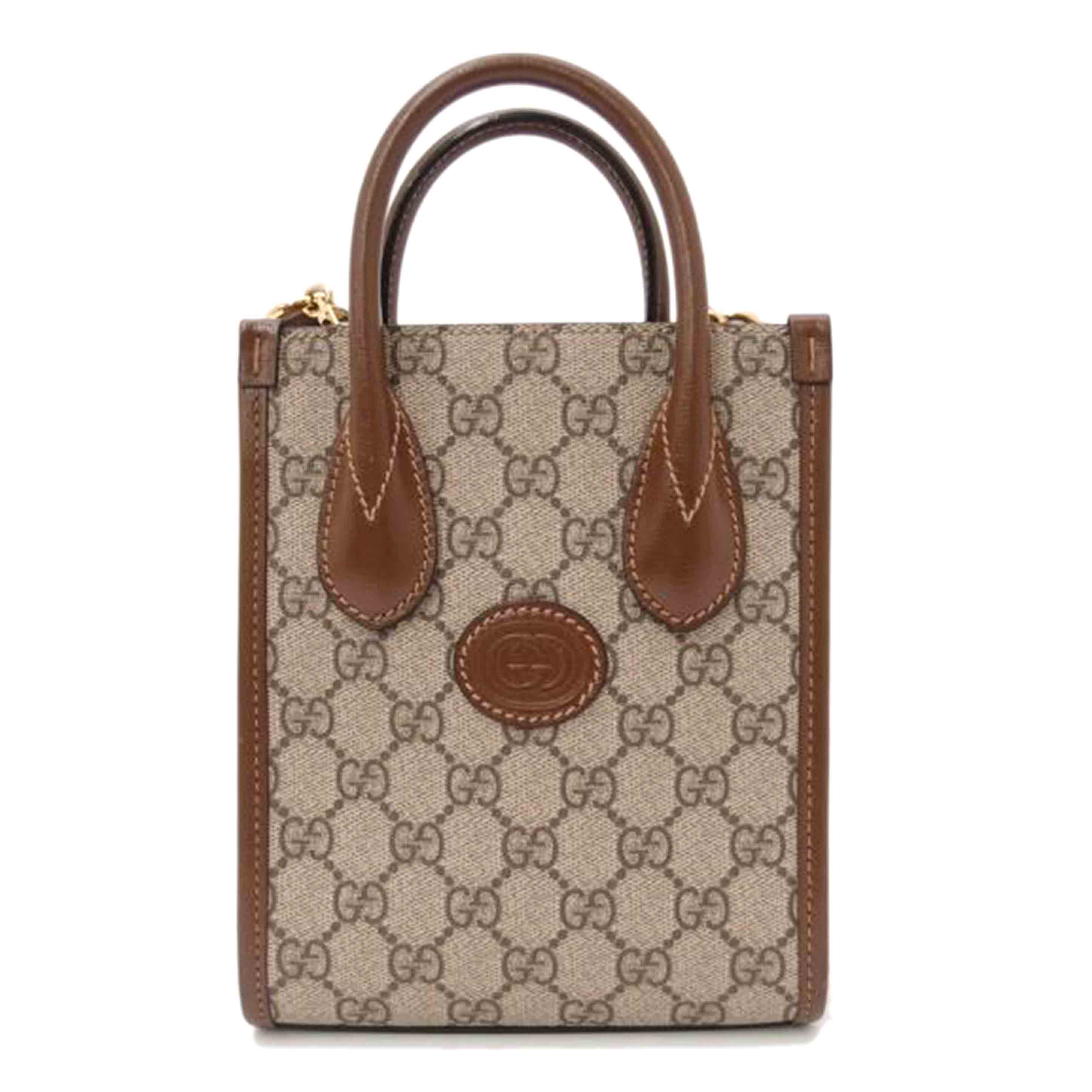 GUCCI グッチ /GGスプリームインターロッキングGミニ2wayトート/ブラウン/671623//525***/Aランク/69