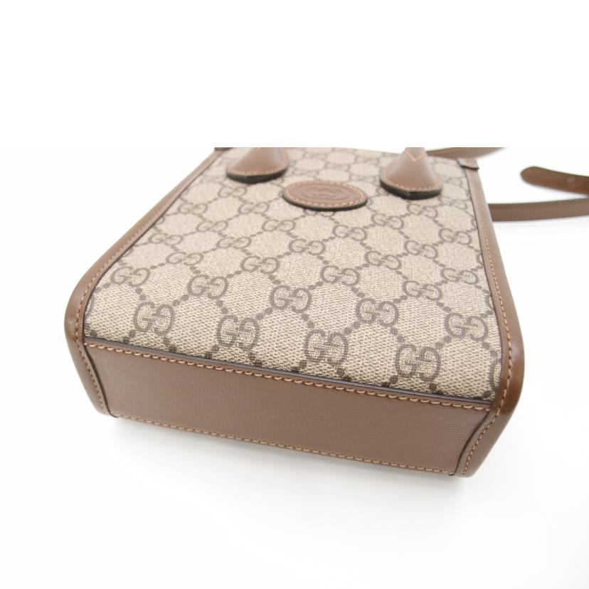 GUCCI グッチ /GGスプリームインターロッキングGミニ2wayトート/ブラウン/671623//525***/Aランク/69