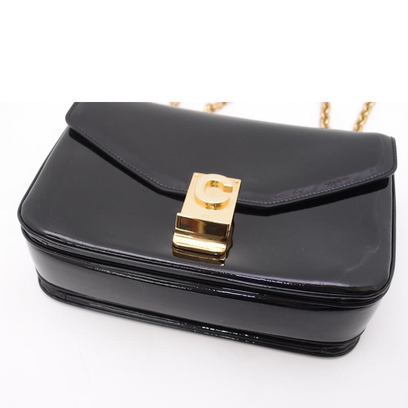 CELINE セリーヌ/Cミディアムエナメルチェーンショルダー/ブラック/187253BFA//CA-****/Aランク/69