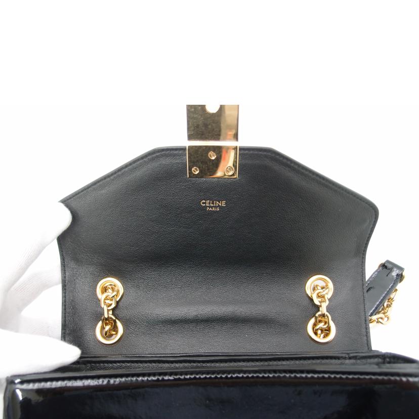 CELINE セリーヌ/Cミディアムエナメルチェーンショルダー/ブラック/187253BFA//CA-****/Aランク/69