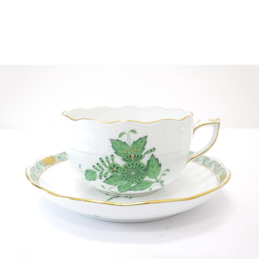 HEREND ヘレンド/ティーカップ&ソーサー①/アポニーグリーン//Aランク/88