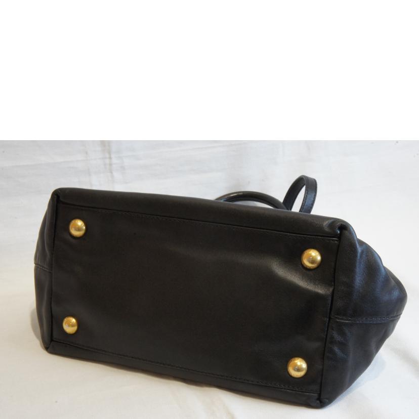 PRADA プラダ/ラムレザーミニハンド2WAYブラック//7/Aランク/92