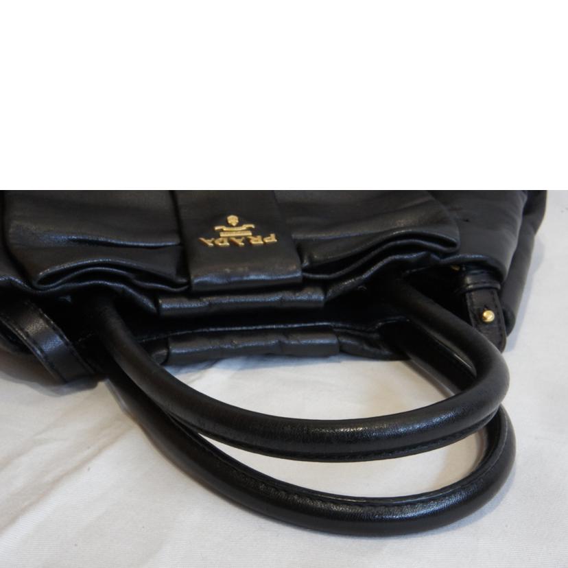 PRADA プラダ/ラムレザーミニハンド2WAYブラック//7/Aランク/92