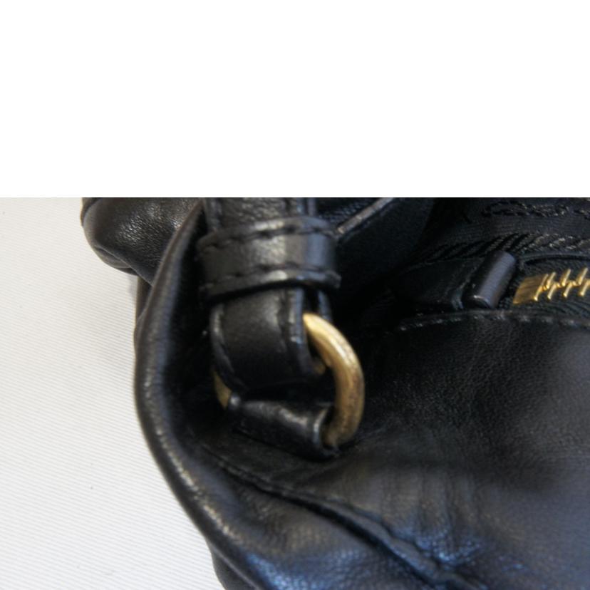 PRADA プラダ/ラムレザーミニハンド2WAYブラック//7/Aランク/92