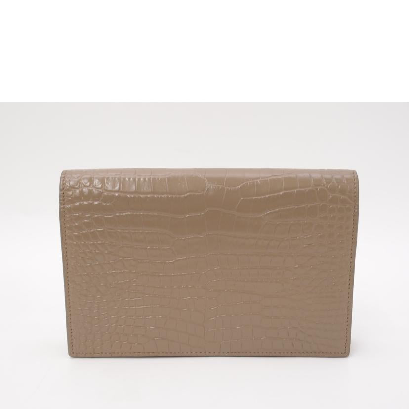 SAINT LAURENT サンローラン/ケイトクロコ調チェーンウォレット/グレージュ系/452159//031*/Aランク/69