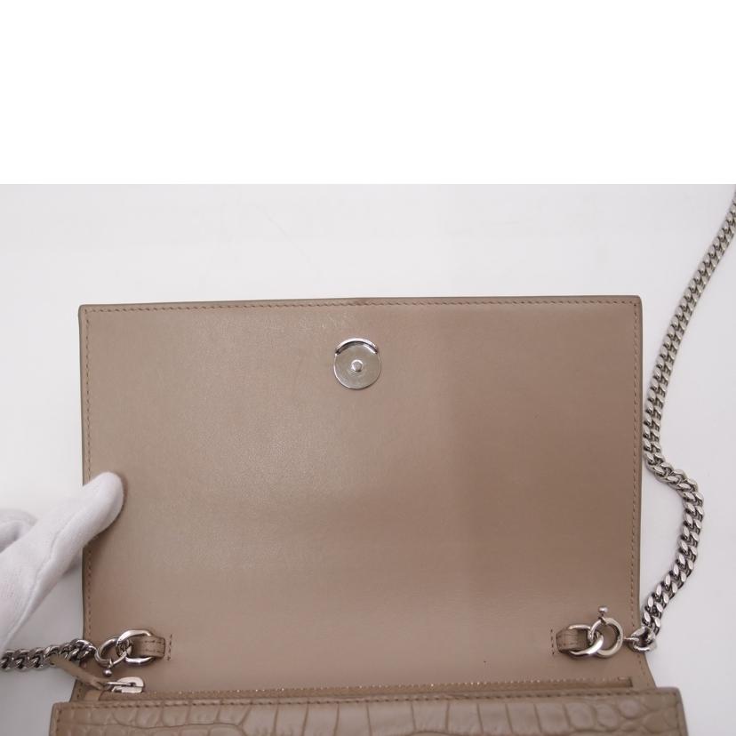 SAINT LAURENT サンローラン/ケイトクロコ調チェーンウォレット/グレージュ系/452159//031*/Aランク/69