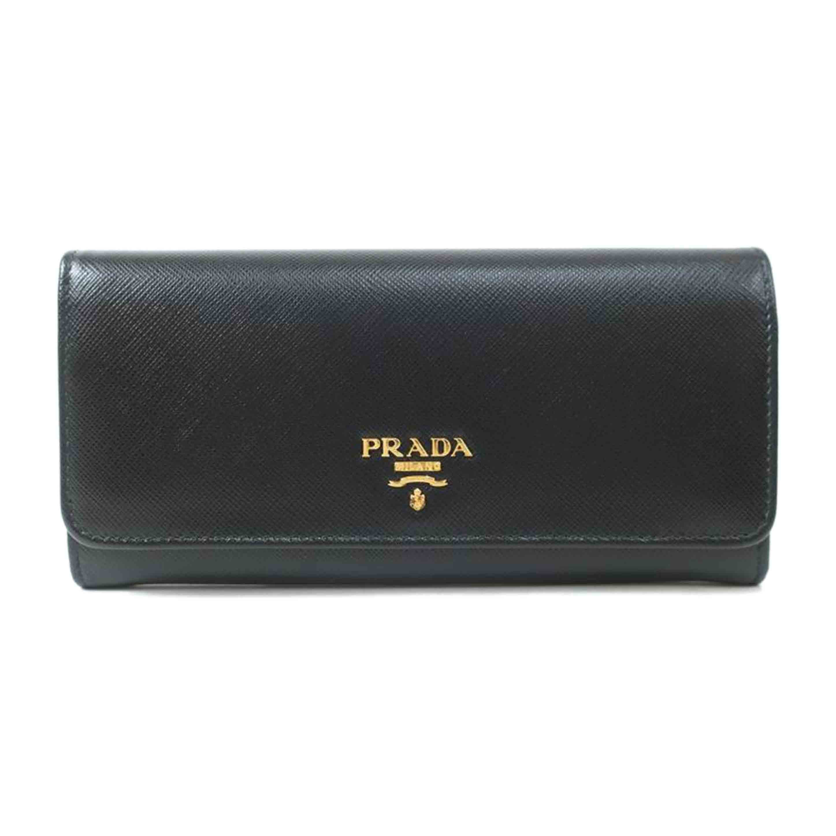PRADA/サフィアーノ Wホック長財布 ブラック/1MH132//Sランク/65