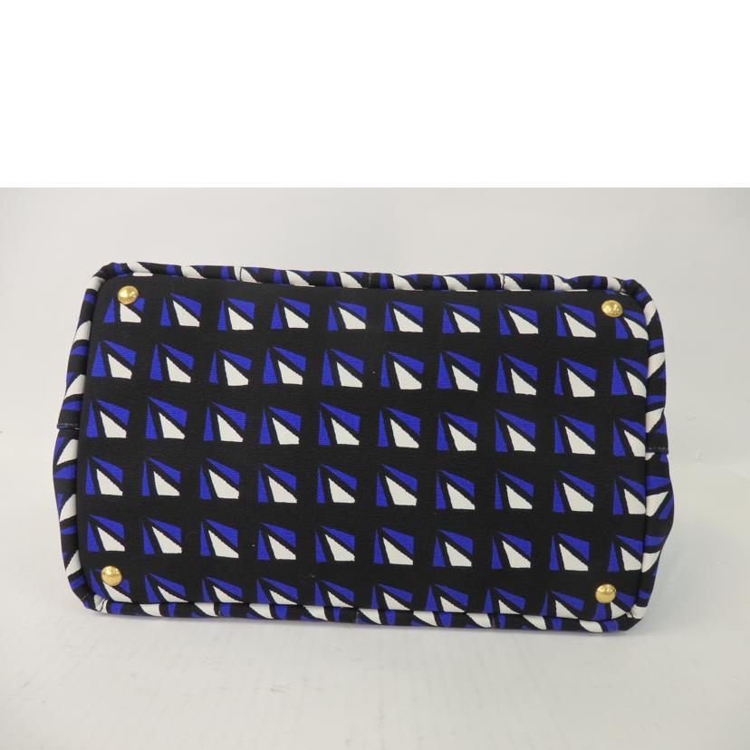 PRADA プラダ/カナパ2wayバッグ/幾何学模様/白×青×黒/B2642B//14/*/Aランク/84
