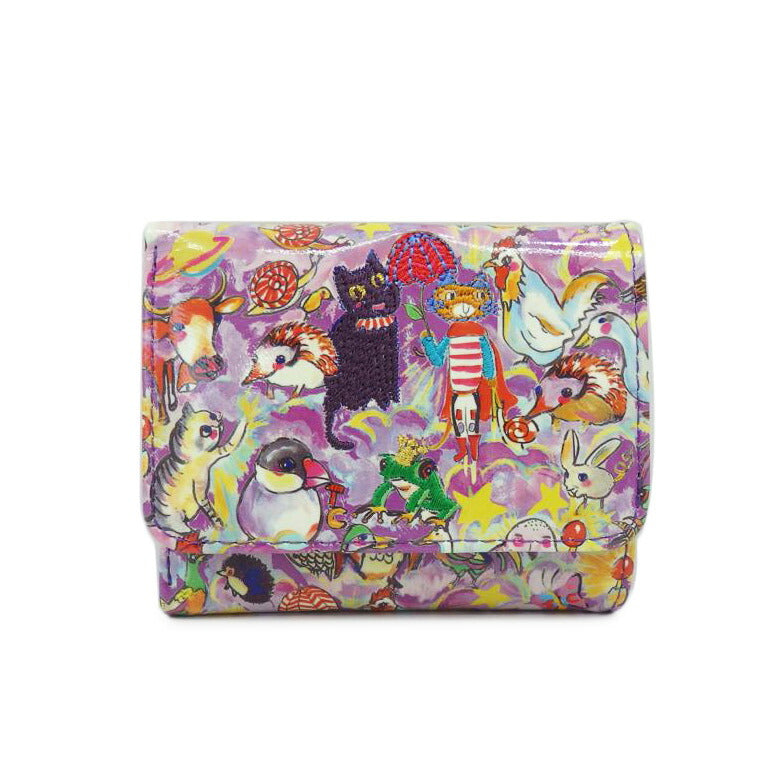 tsumori chiato ツモリチサト/エナメル×レザー三つ折り財布 森のどうぶつたち/57721-06//SAランク/77
