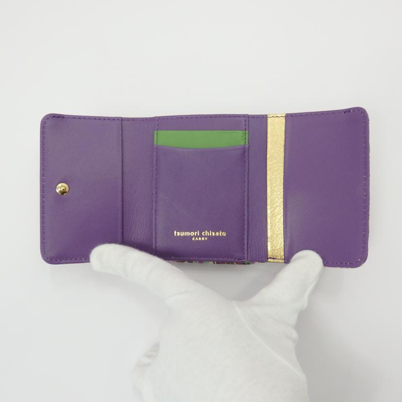 tsumori chiato ツモリチサト/エナメル×レザー三つ折り財布 森のどうぶつたち/57721-06//SAランク/77