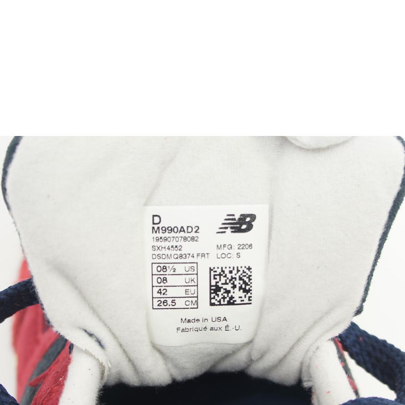 NB ニューバランス/990V2/レッド/M990AD2//サイズ:26.5cm/Aランク/75