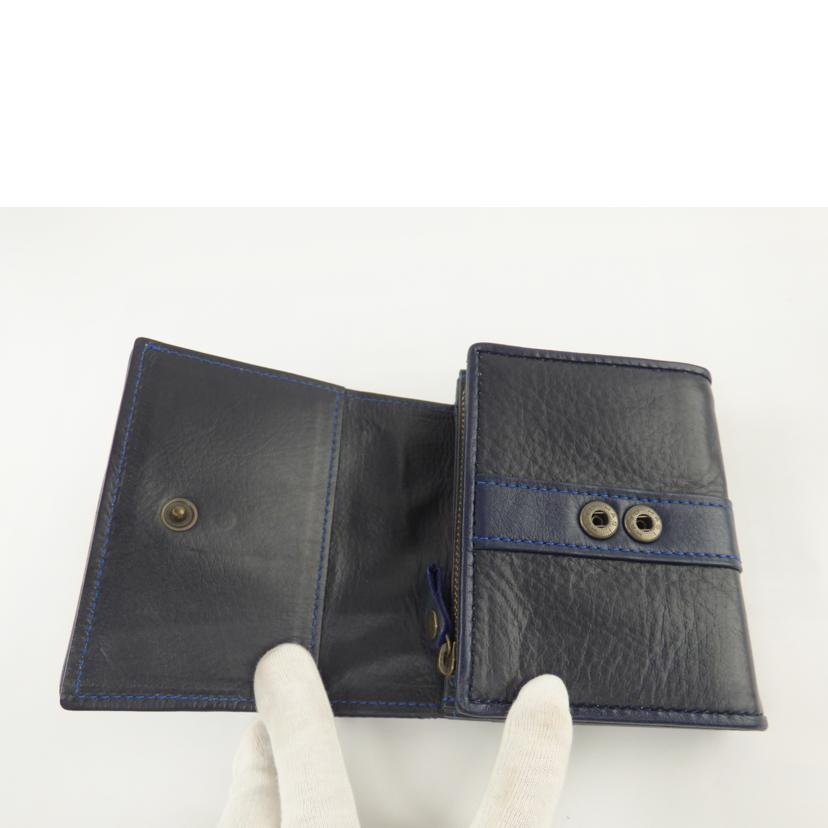 北海道鞄/鹿革折財布//Aランク/64