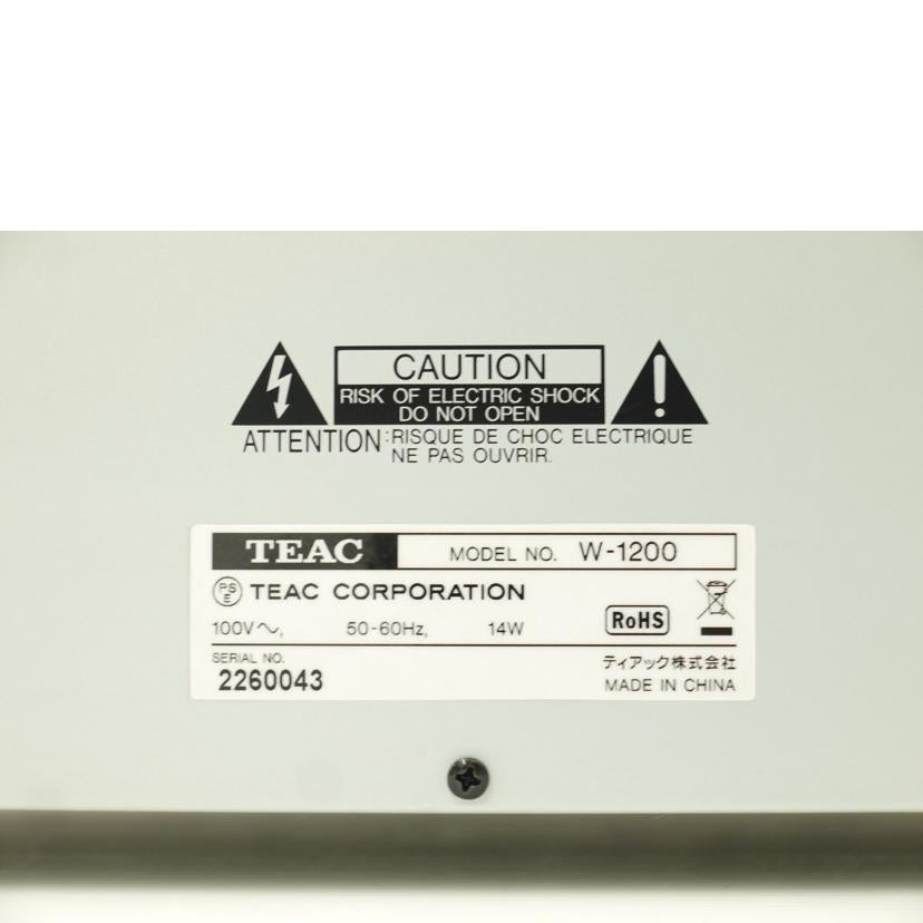 TEAC ティアック/ダブルカセットデッキ/W-1200//2260043/Aランク/69