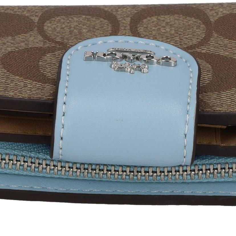 COACH コーチ/PVCシグネチャー/L字ジップコンパクトウォレット/C0082//C22**/Aランク/18