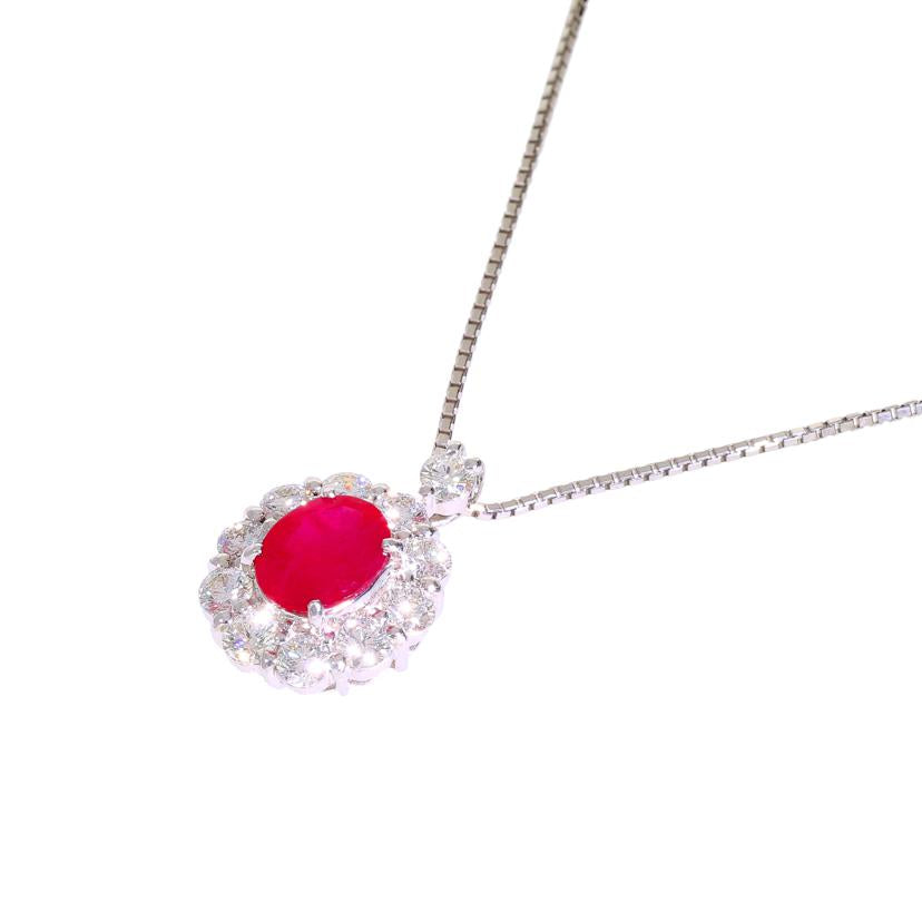 /◎Pt850/900ルビーダイヤネックレス2.35/D1.43ct ソ//Aランク/59