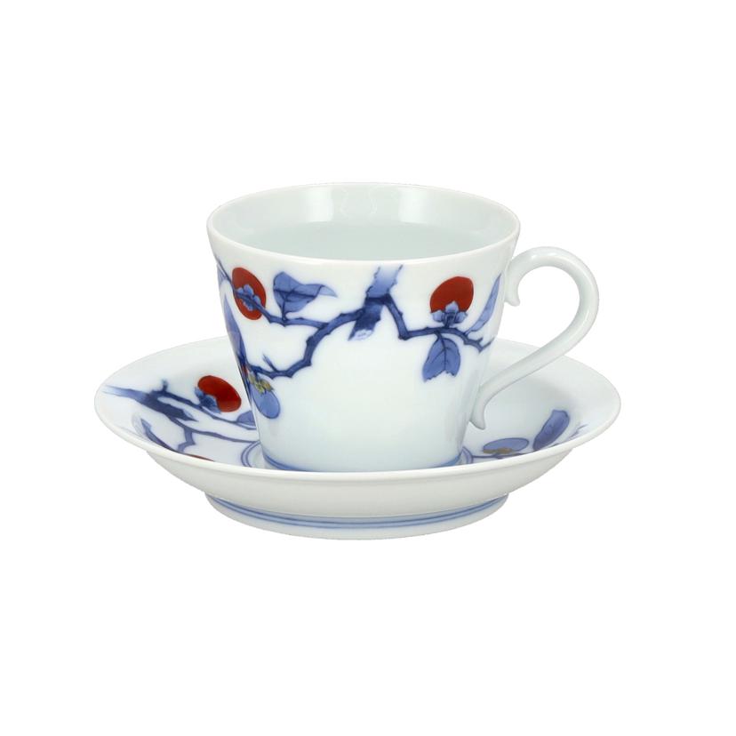 有田焼/14代柿右衛門 染錦 珈琲碗 柿文//Aランク/70