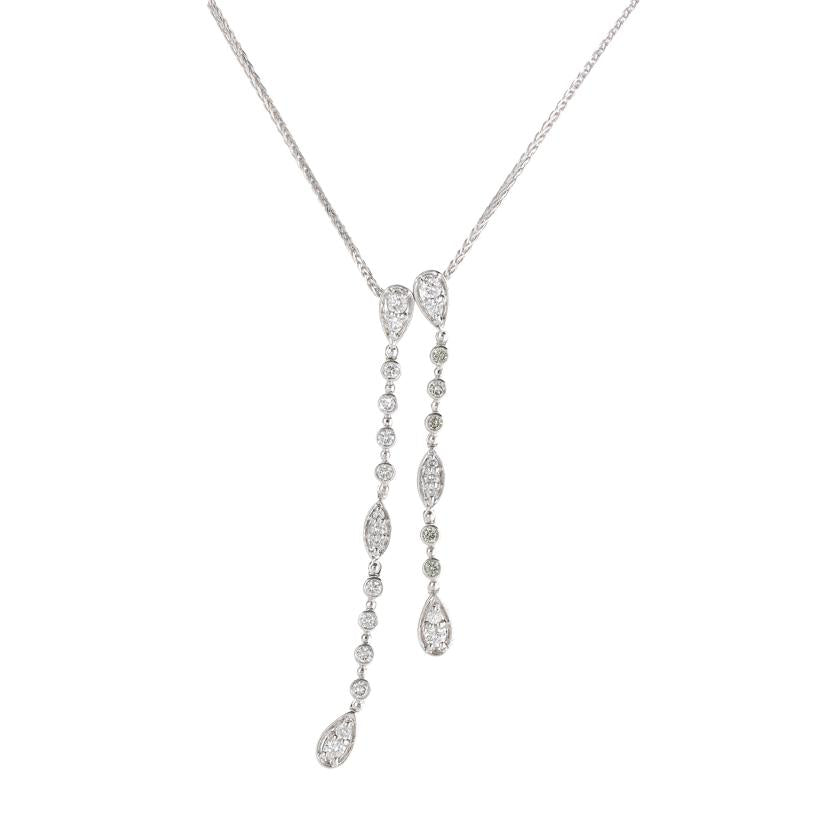 /◎K18WGダイヤネックレス0.29/0.10/0.13ct//Aランク/59