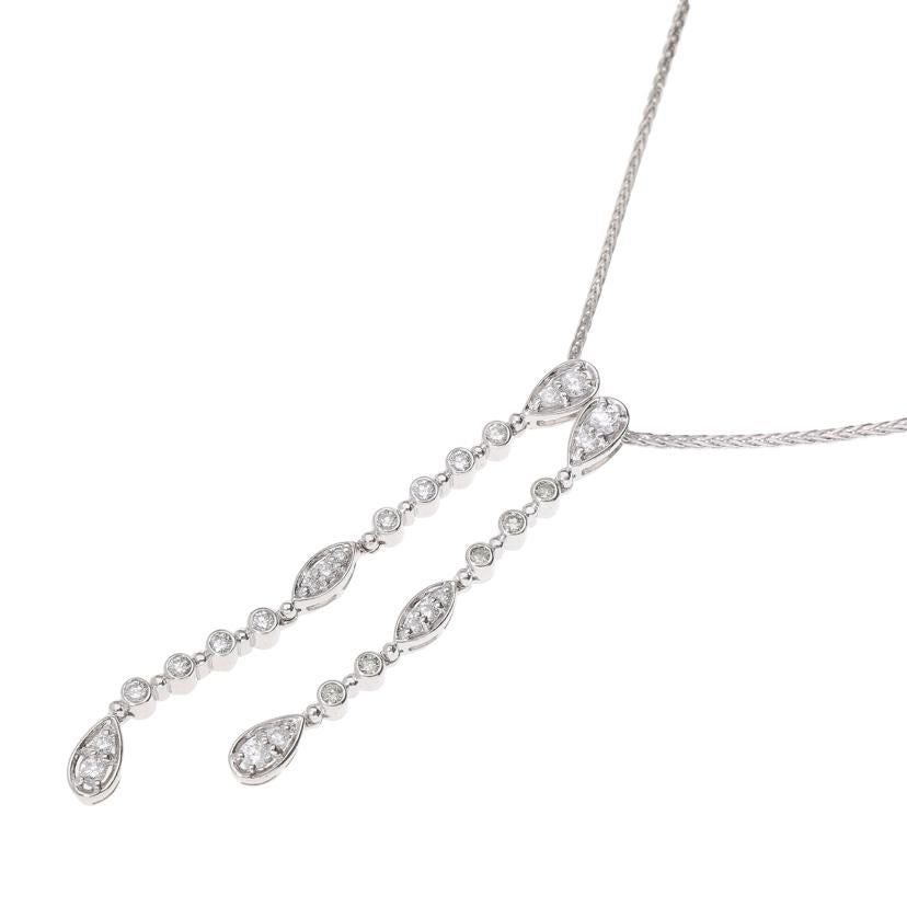 /◎K18WGダイヤネックレス0.29/0.10/0.13ct//Aランク/59