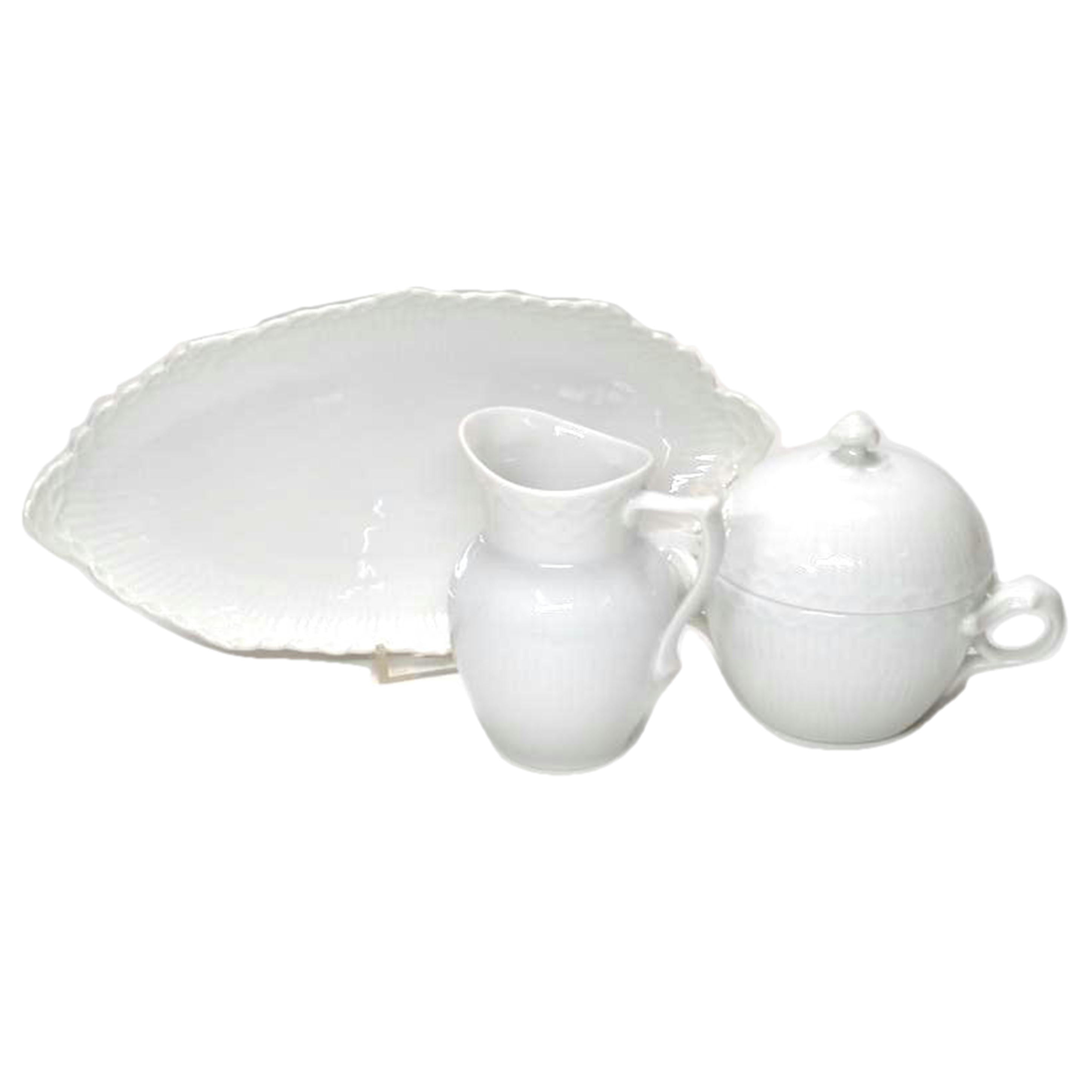 ROYAL COPENHAGEN ロイヤルコペンハーゲン/ホワイトフルーテッド クリーマー シュガーポット プレート//Aランク/52